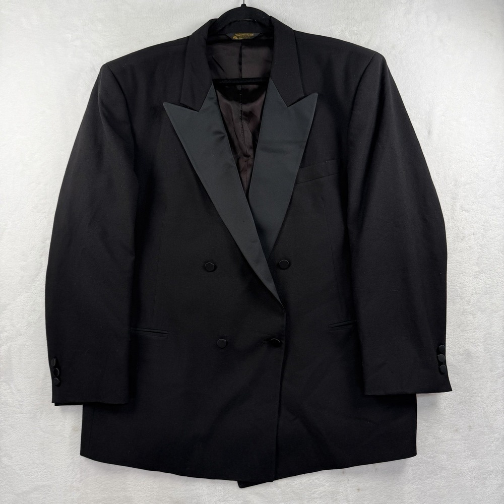 Vtg Adolfo Tuxedo Opera Suit Double Breasted 48R Pants 42x32 Satin USA 100% Wool - Picture 3 of 16